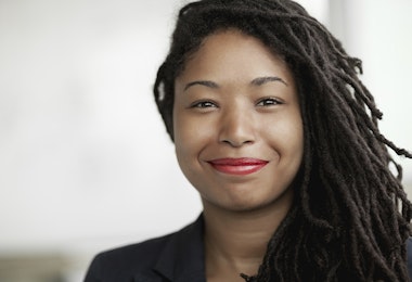 African-American woman with red lipstick