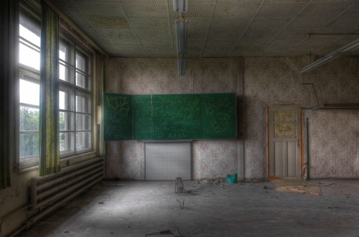 Old classroom in an abandoned school