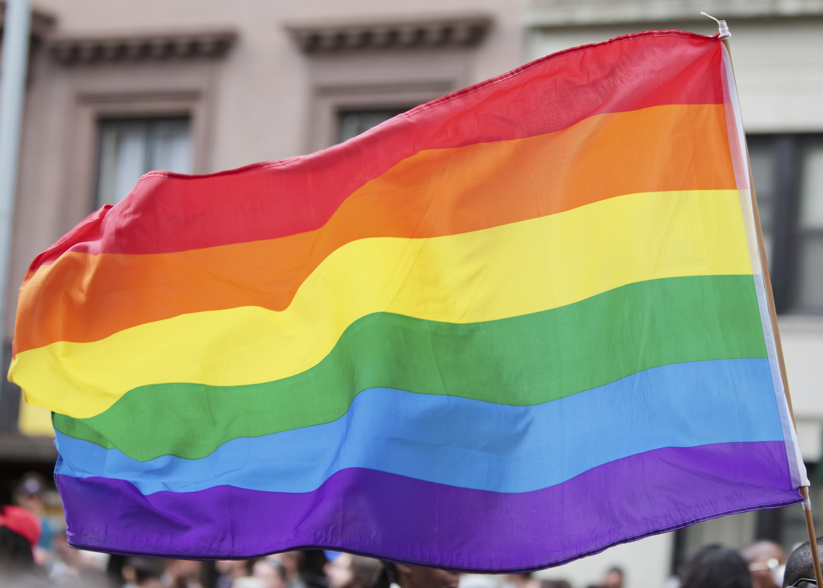 Rainbow flag symbolizing and celebrating gay rights and freedom of expression.