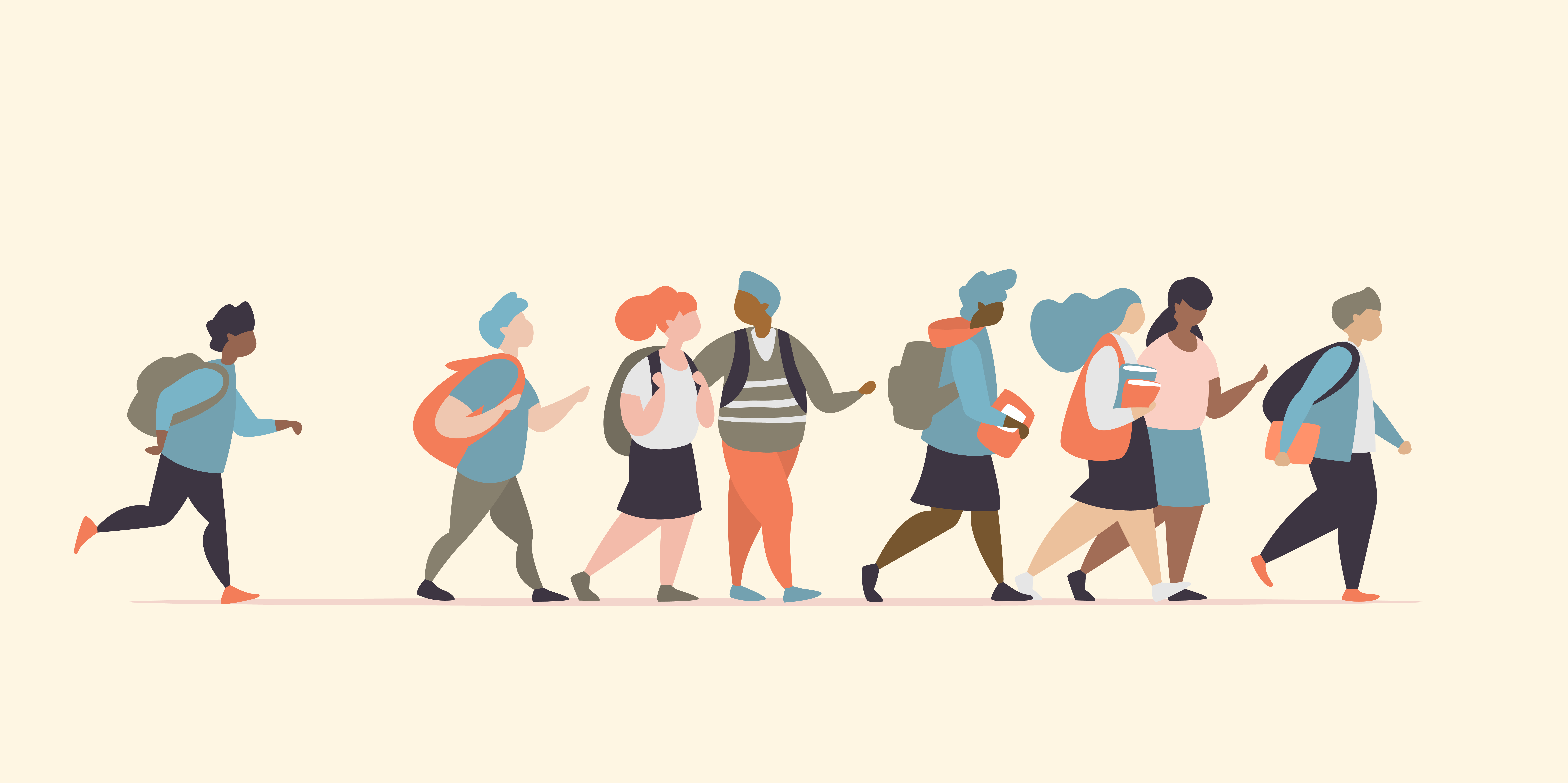 vector graphic of students walking