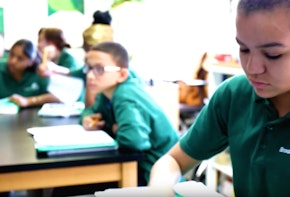 A classroom of children