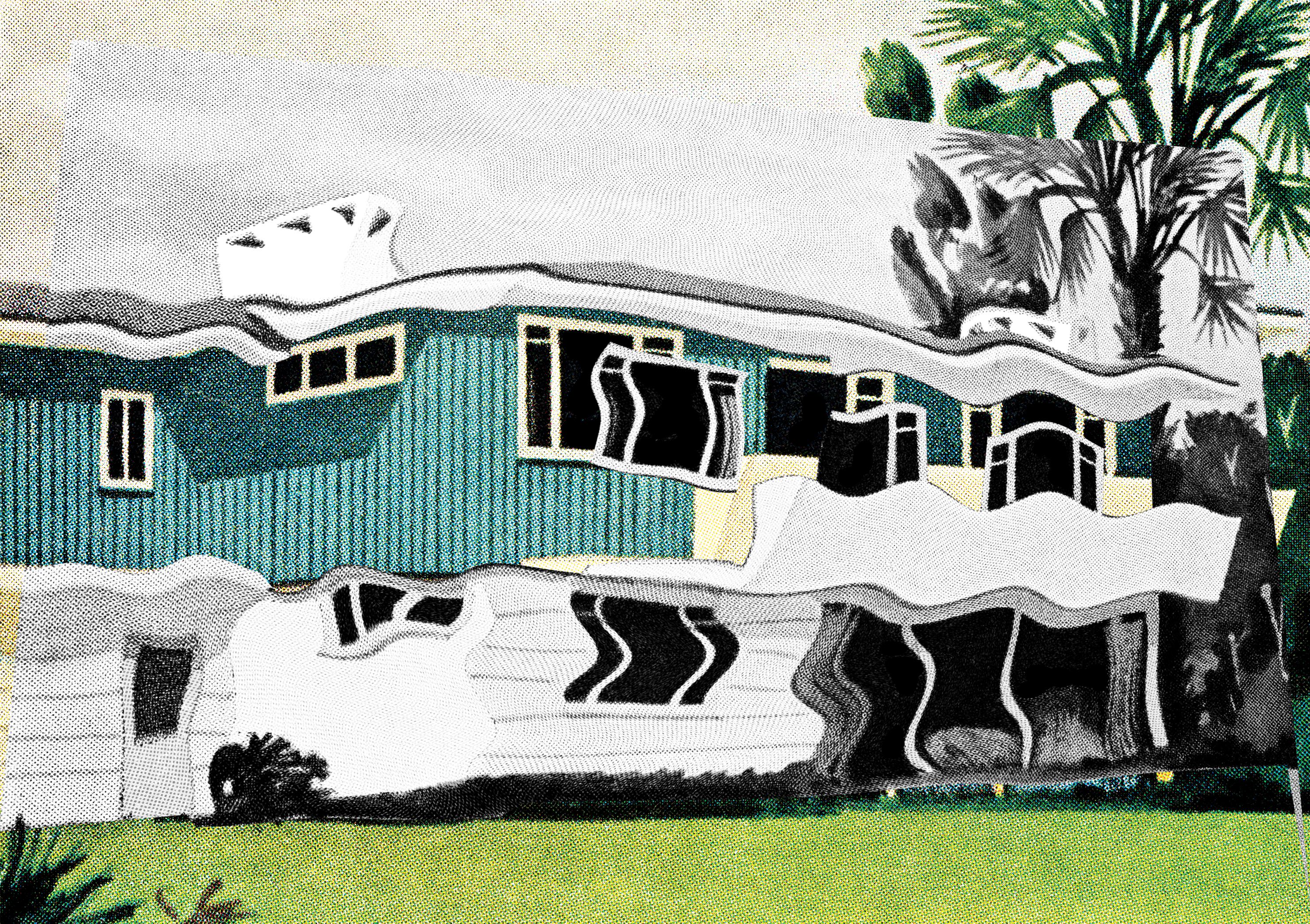 A warped image of a house