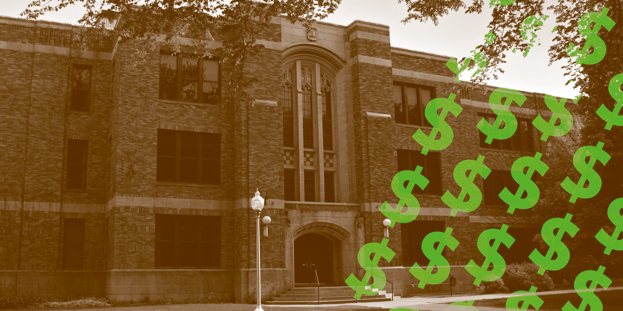 An instituistion with dollar symbols in front