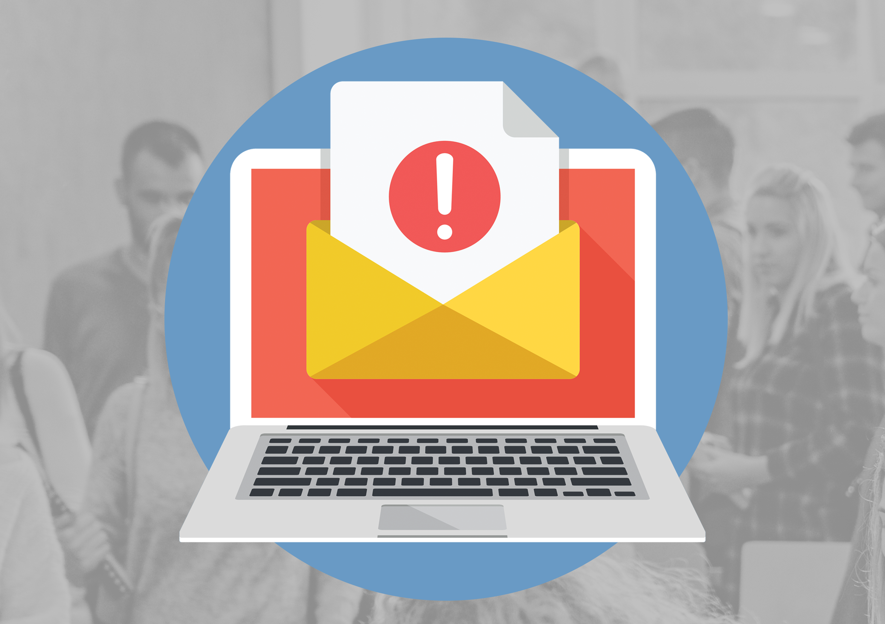 a laptop with an email envelope on the screen