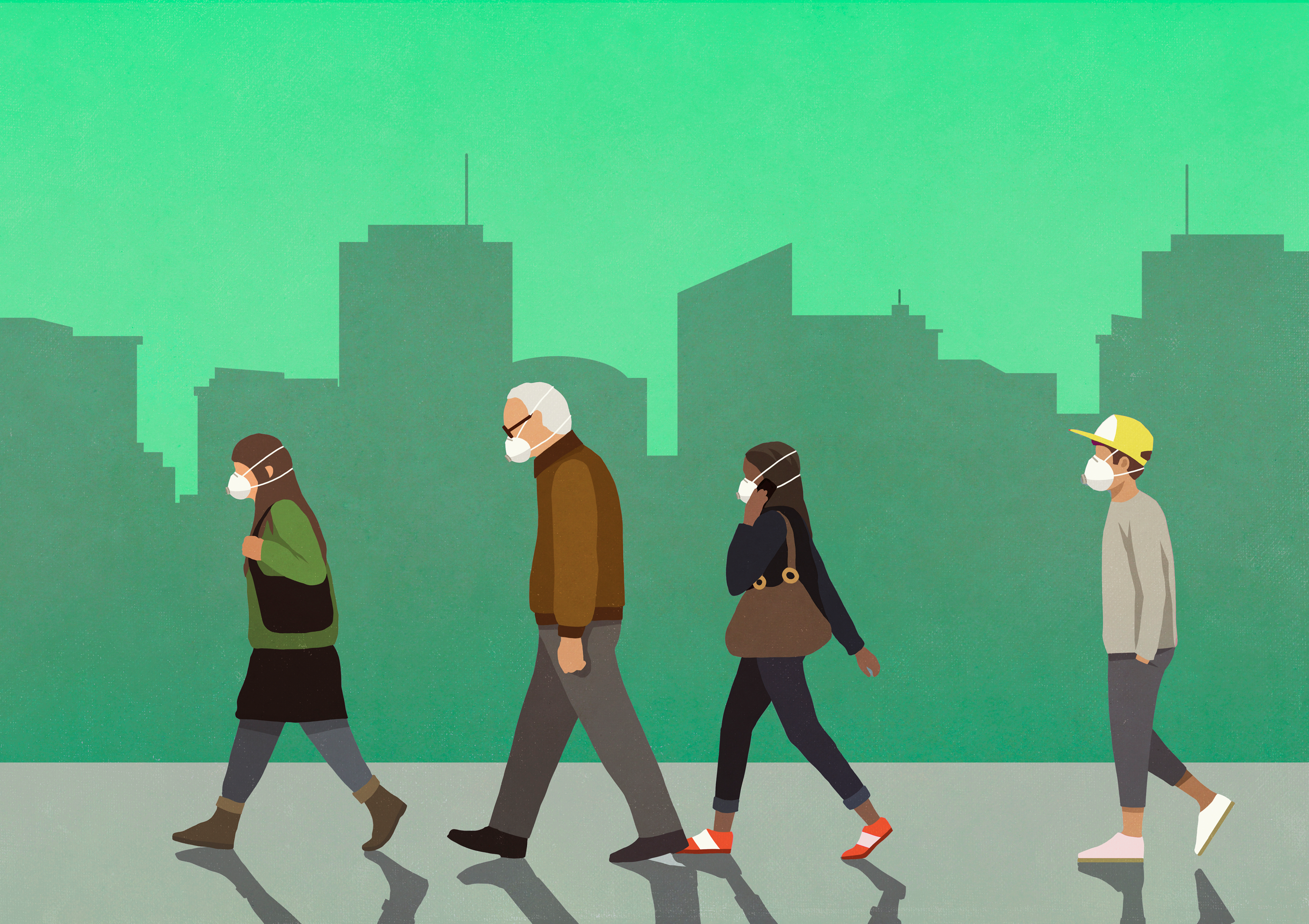 a group of people walking down a street