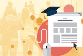 Vector graphic of a webpage wearing a graduation cap