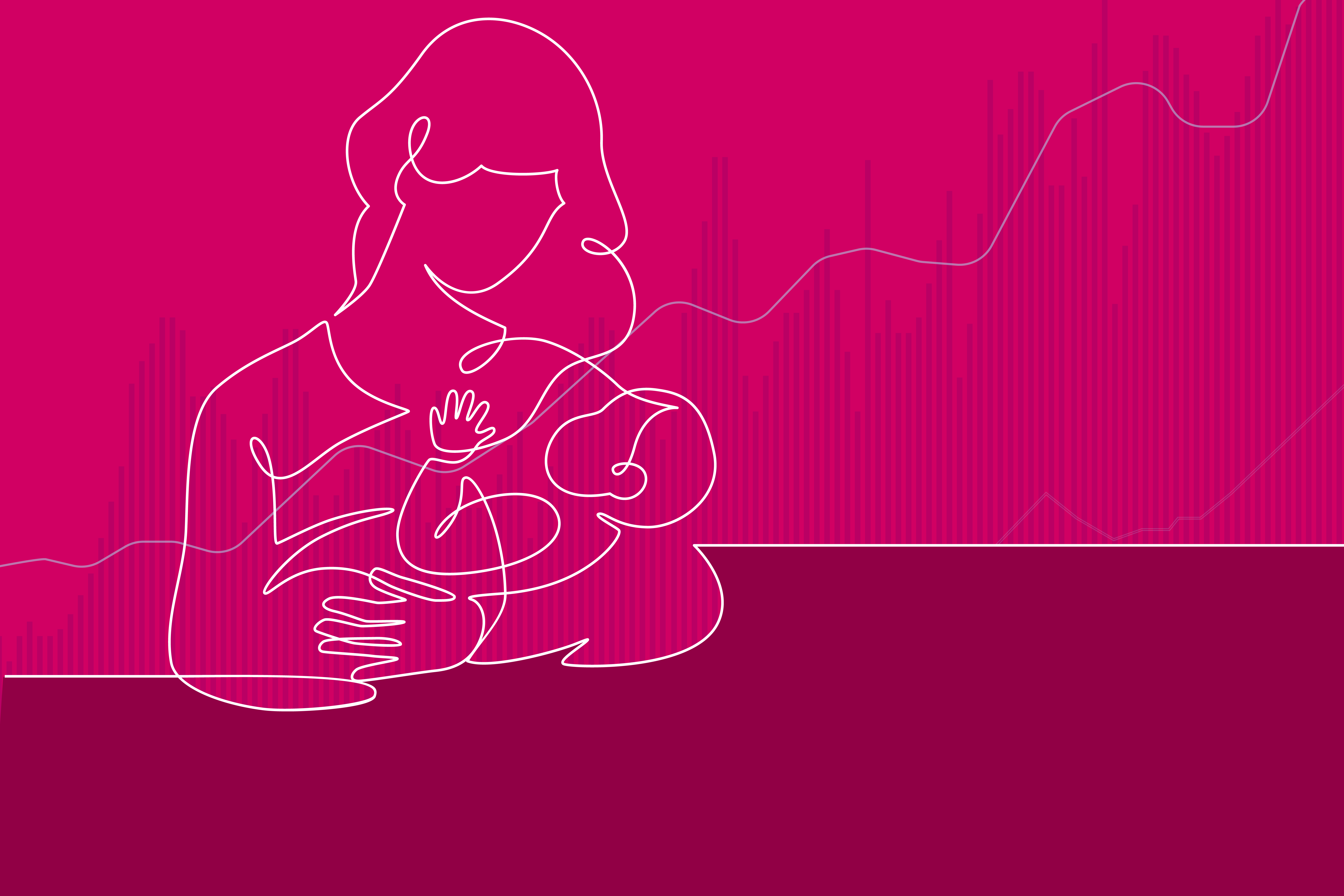 An illustration of a mother holding a baby