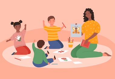 Children painting illustrations