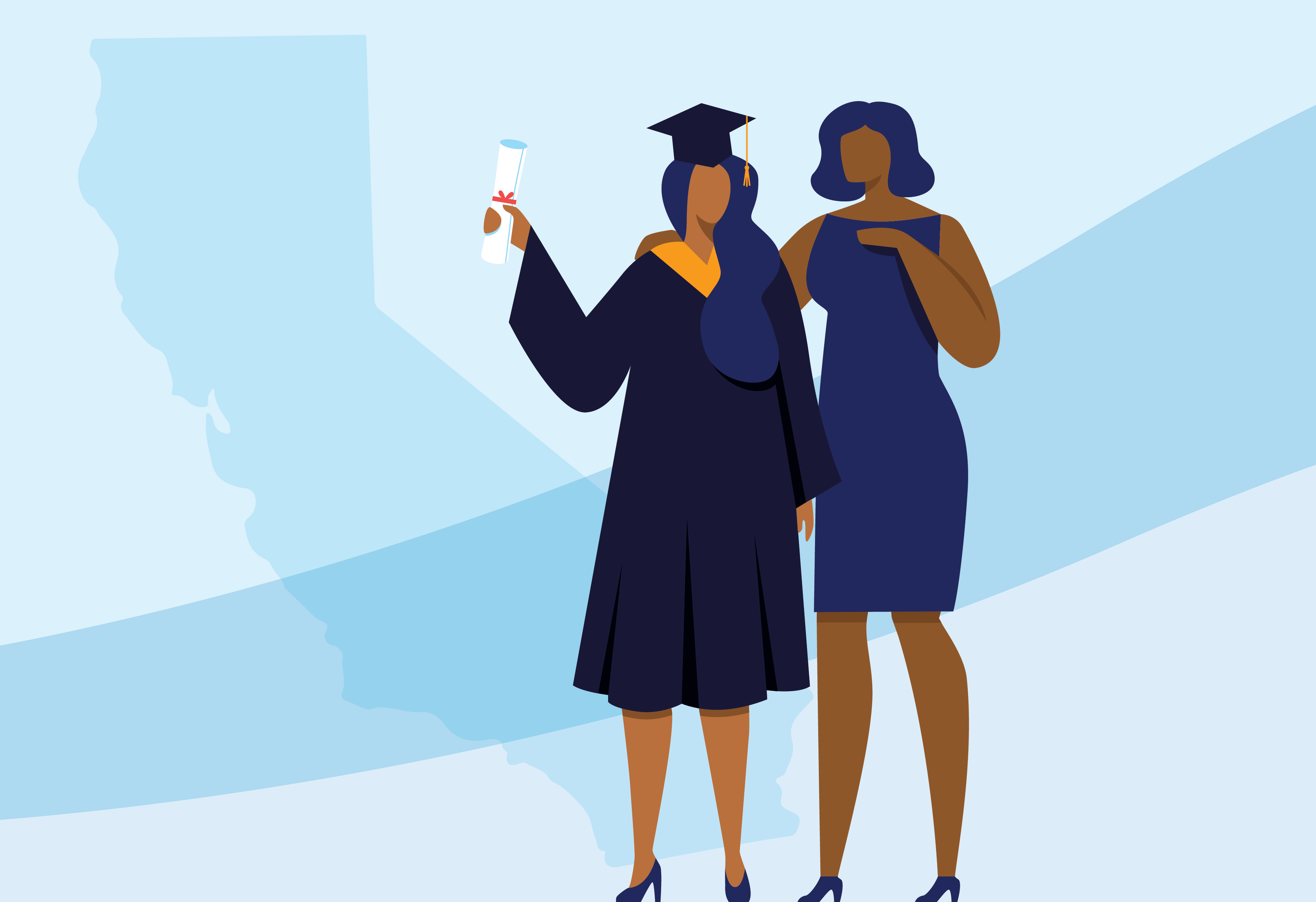 A mother and her daughter graduating in California