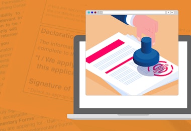 A graphic of a notarized document in a computer screen.