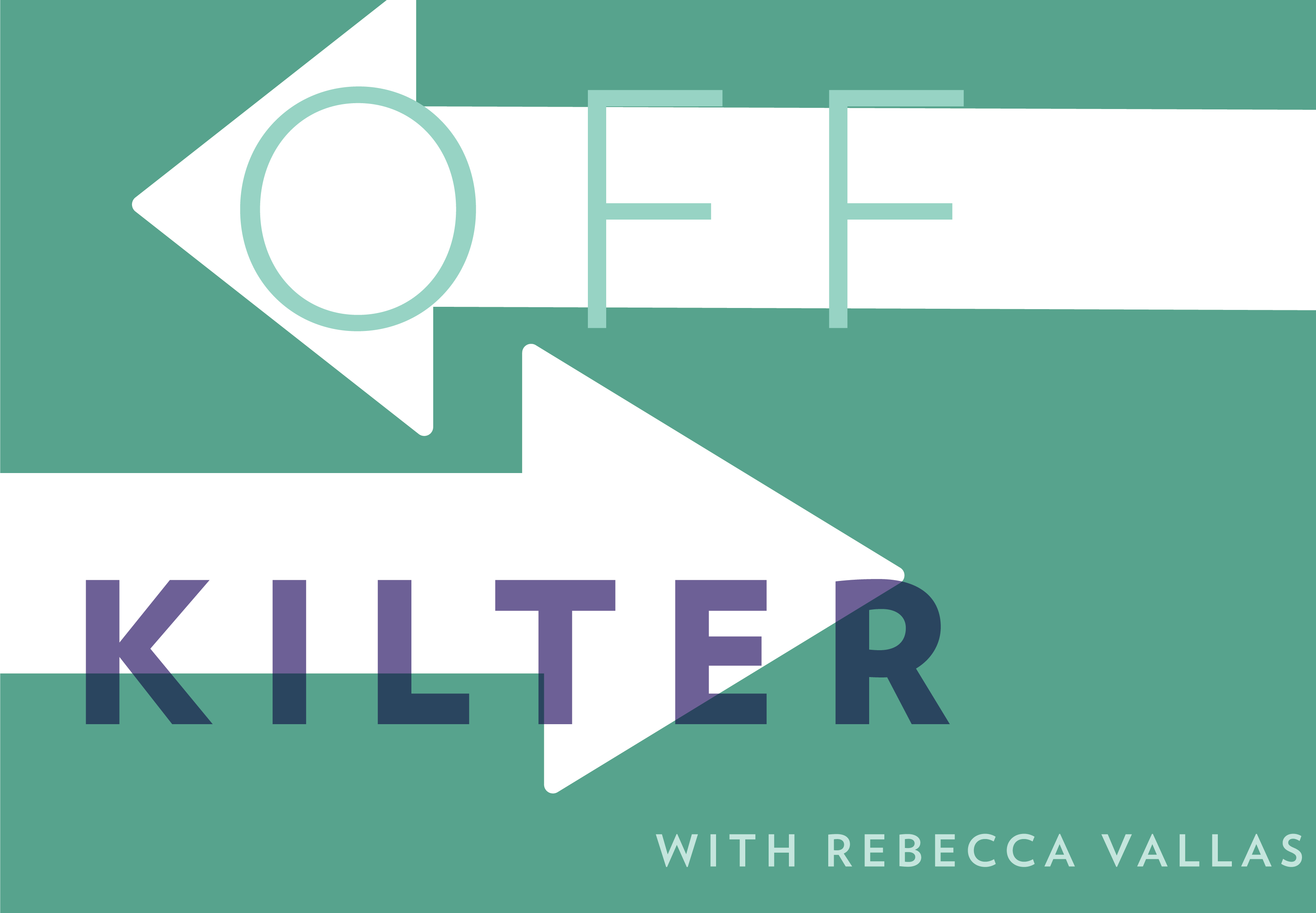 two opposing arrows with the text off kilter with rebecca vallas