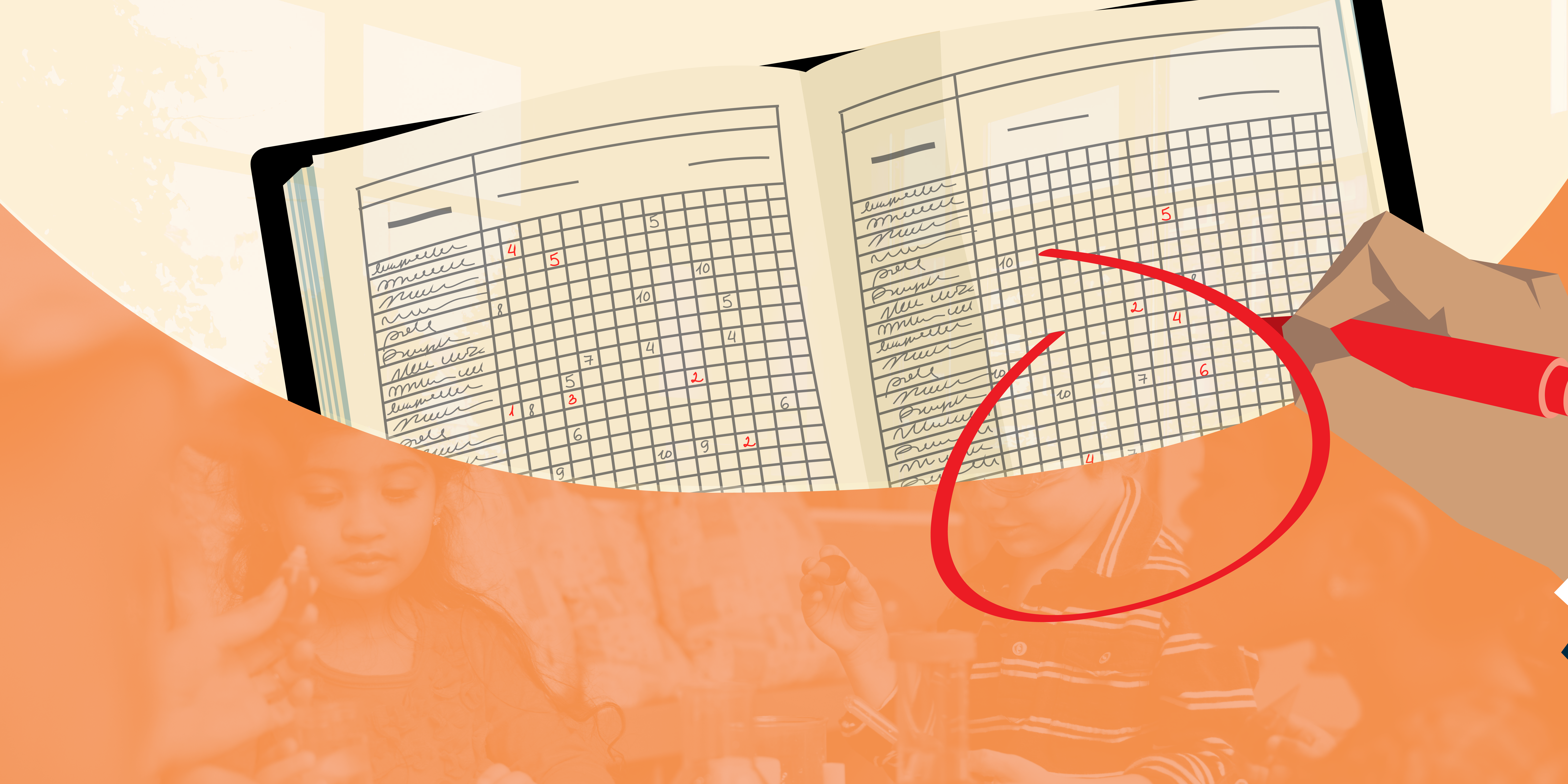 a hand is holding a pencil and a book