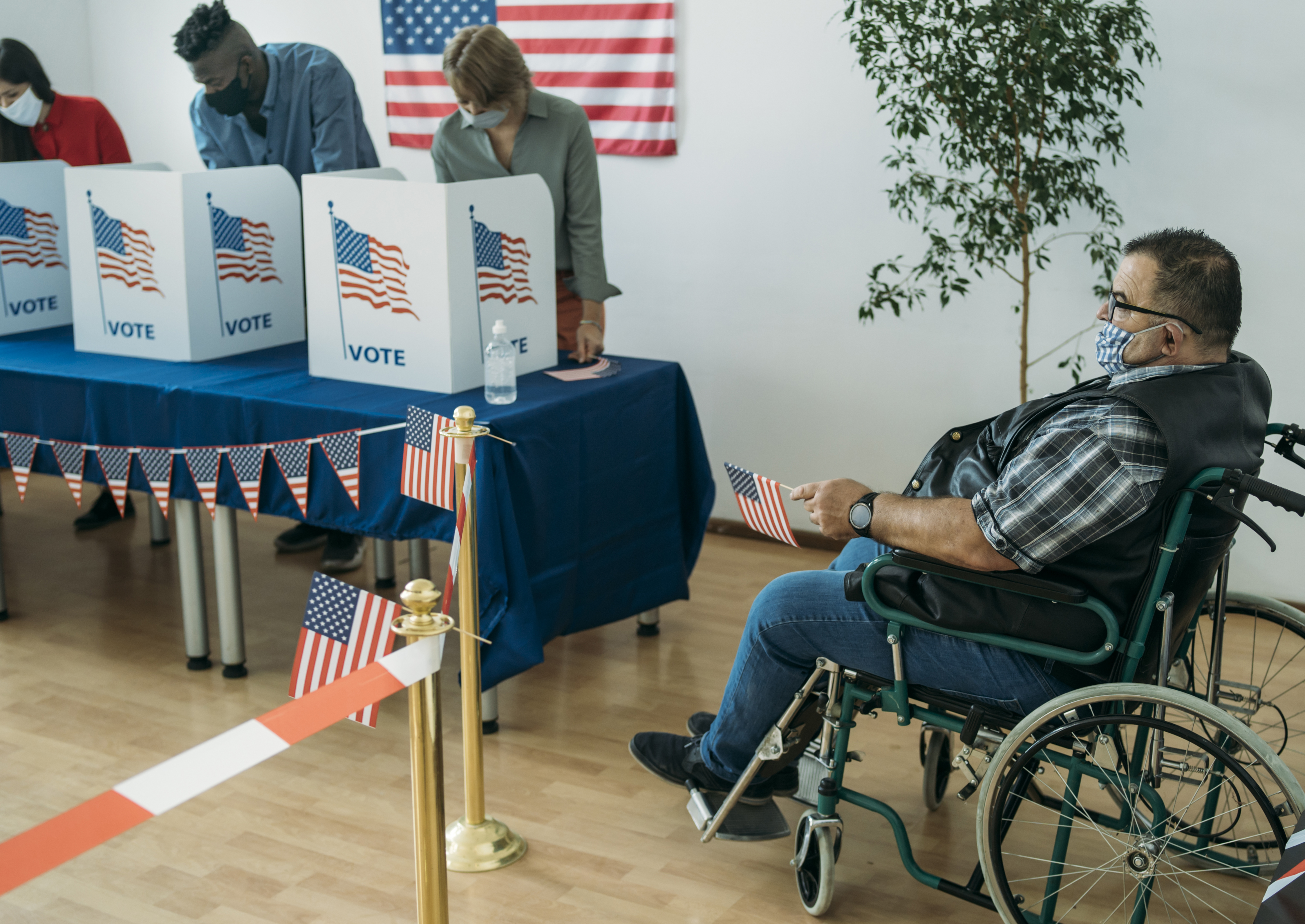 A handicap person voting