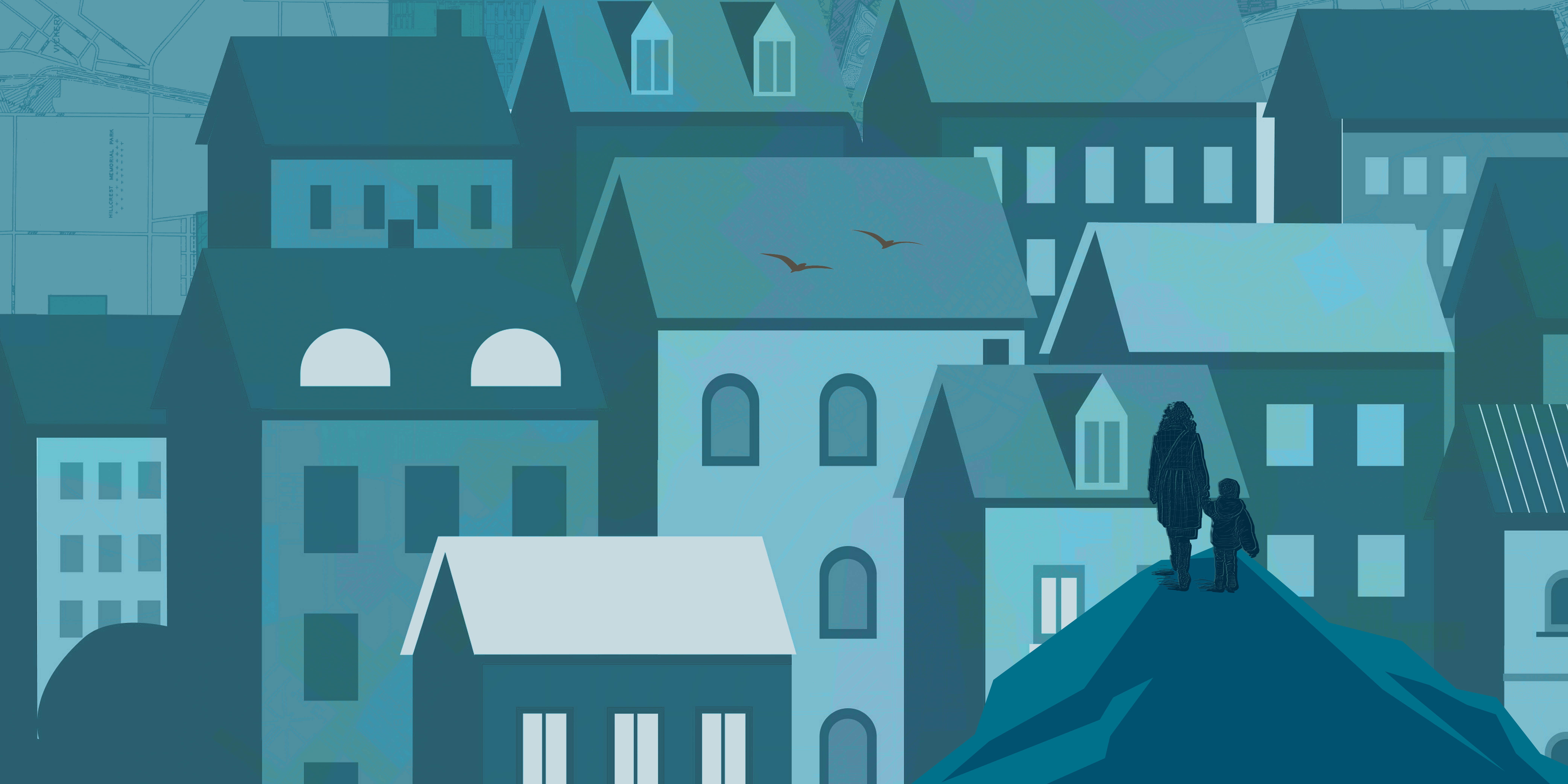 vector illustration of turquoise buildings