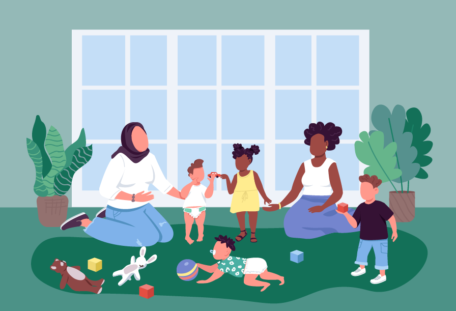 A vector graphic of space for child care