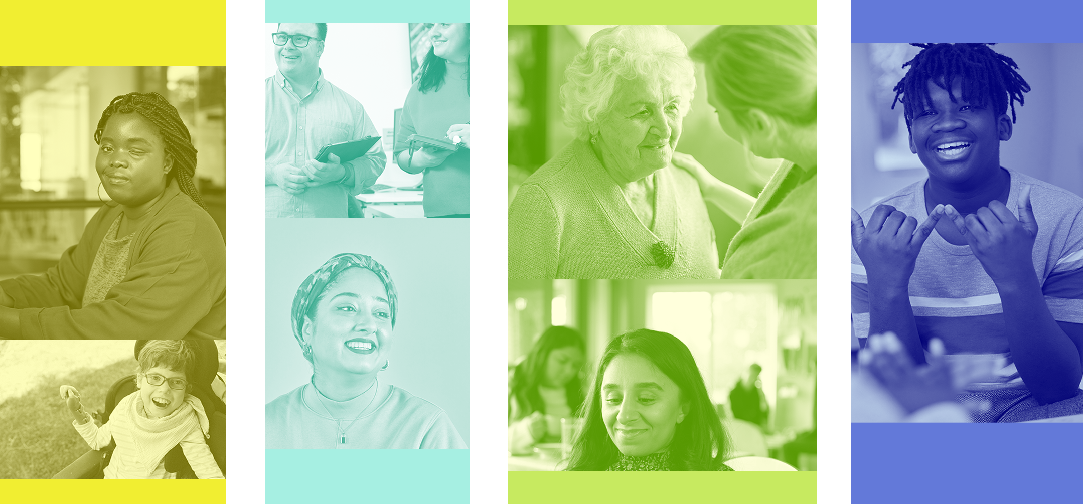 A colorful selection of photos depicting individuals with disabilities.