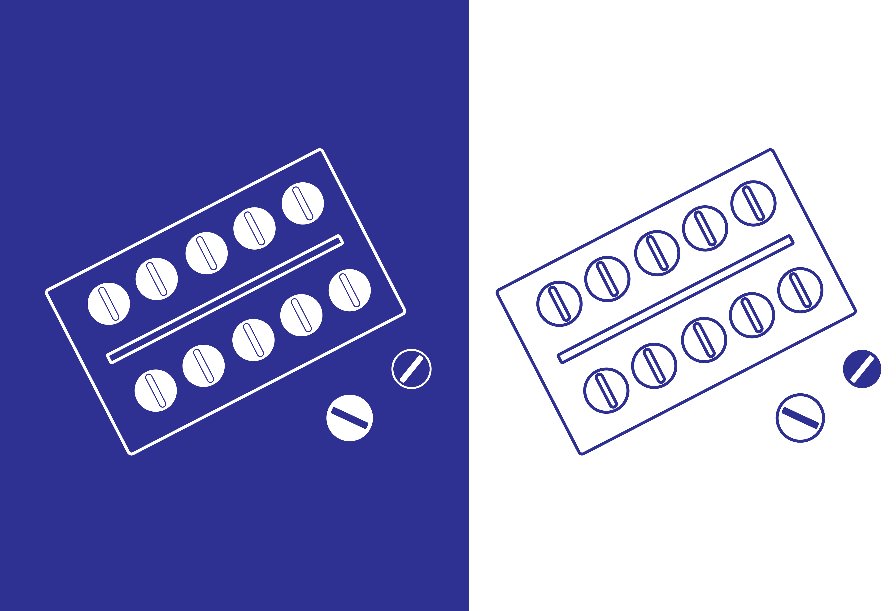a drawing of a contraption and a drawing of pills