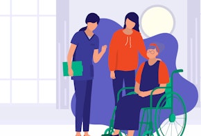 A nurse visits a grandmother and her grandchild.