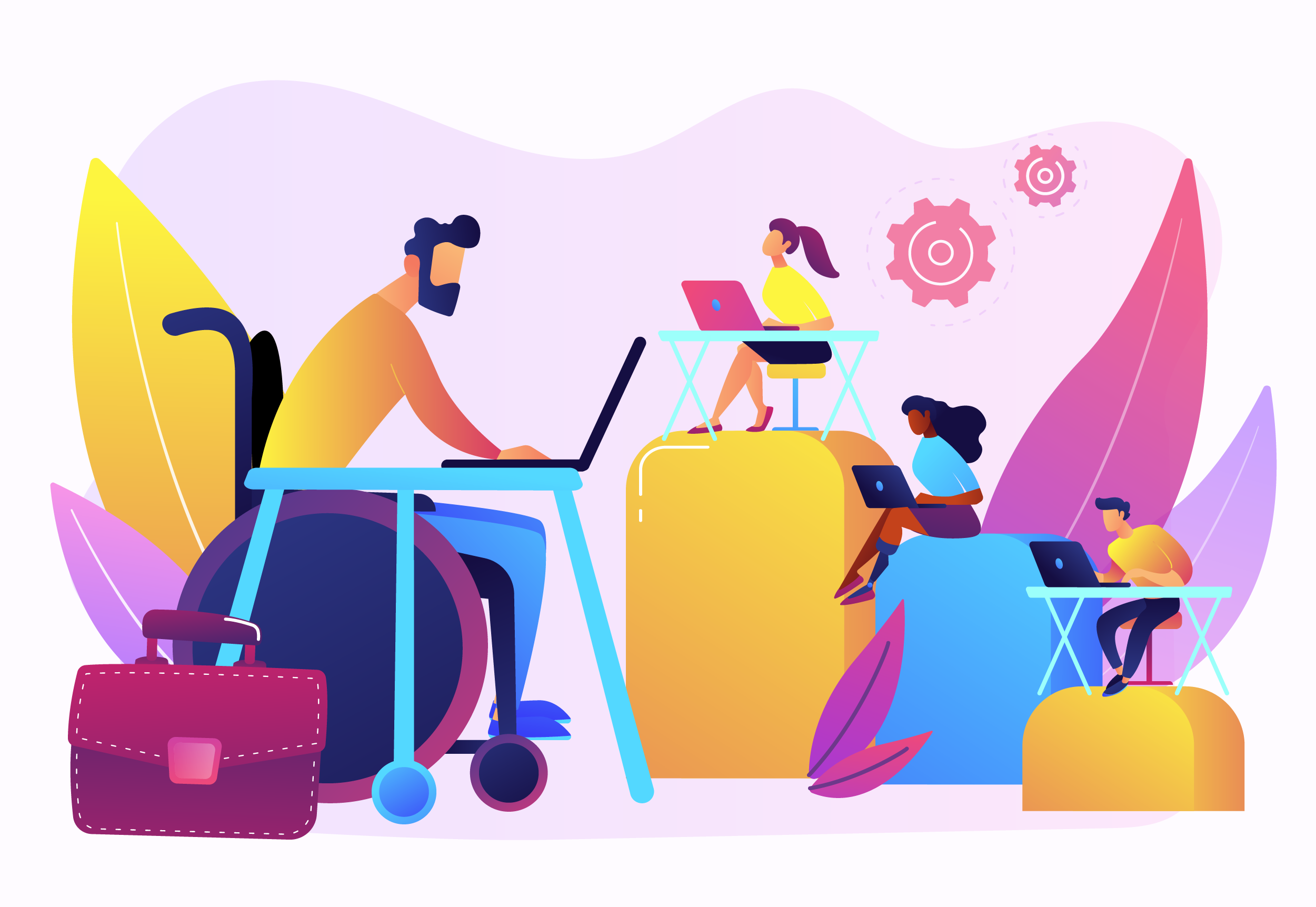 A group of disabled workers working together.