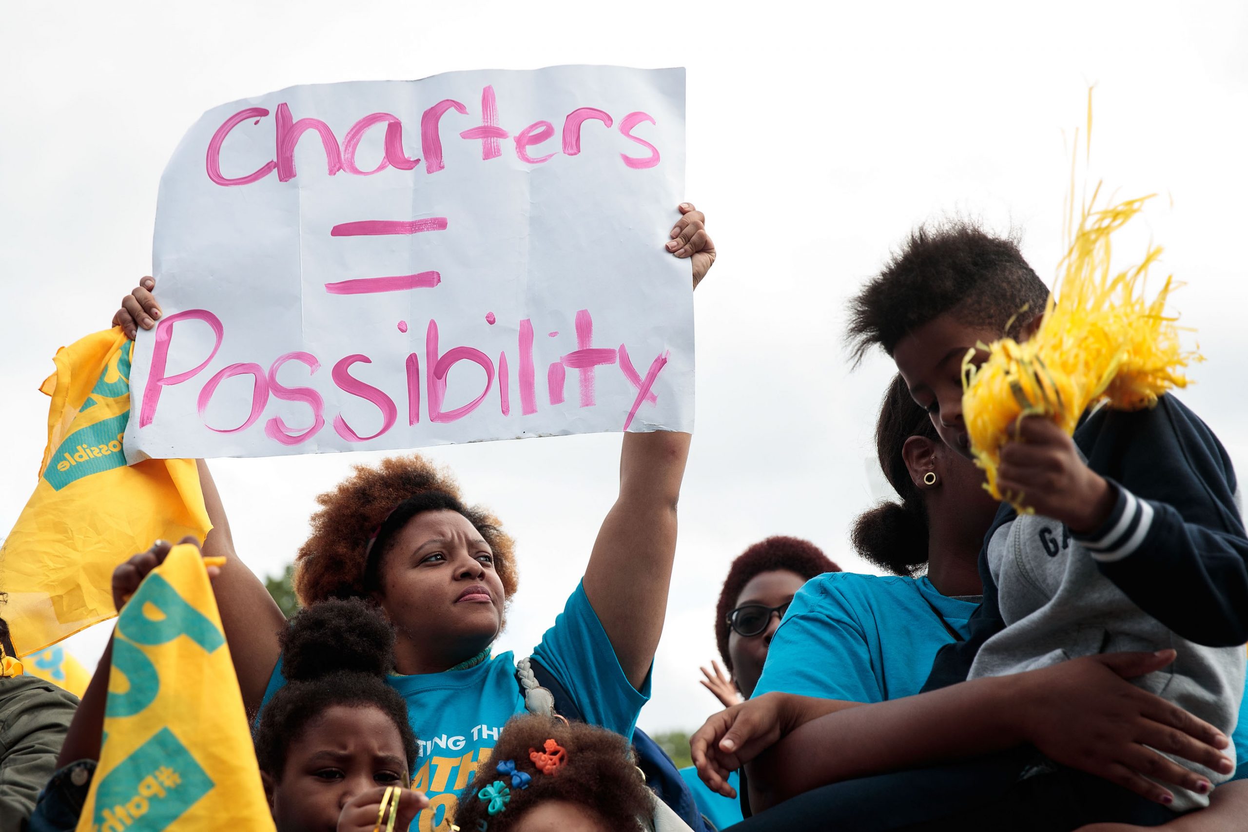 NEW YORK, NEW YORK - SEPTEMBER 28: Parents, schoolchildren and education activists rally during an event supporting public charter schools and protesting New York's racial achievement gap in education, in Prospect Park, September 28, 2016 in the Brooklyn borough of New York City. The #PathToPossible rally and march, organized by the Families for Excellent Schools, is calling for New York City to double its public charter school sector to 200,000 students by 2020. An estimated 25,000 people attended the rally. (Photo by Drew Angerer/Getty Images)