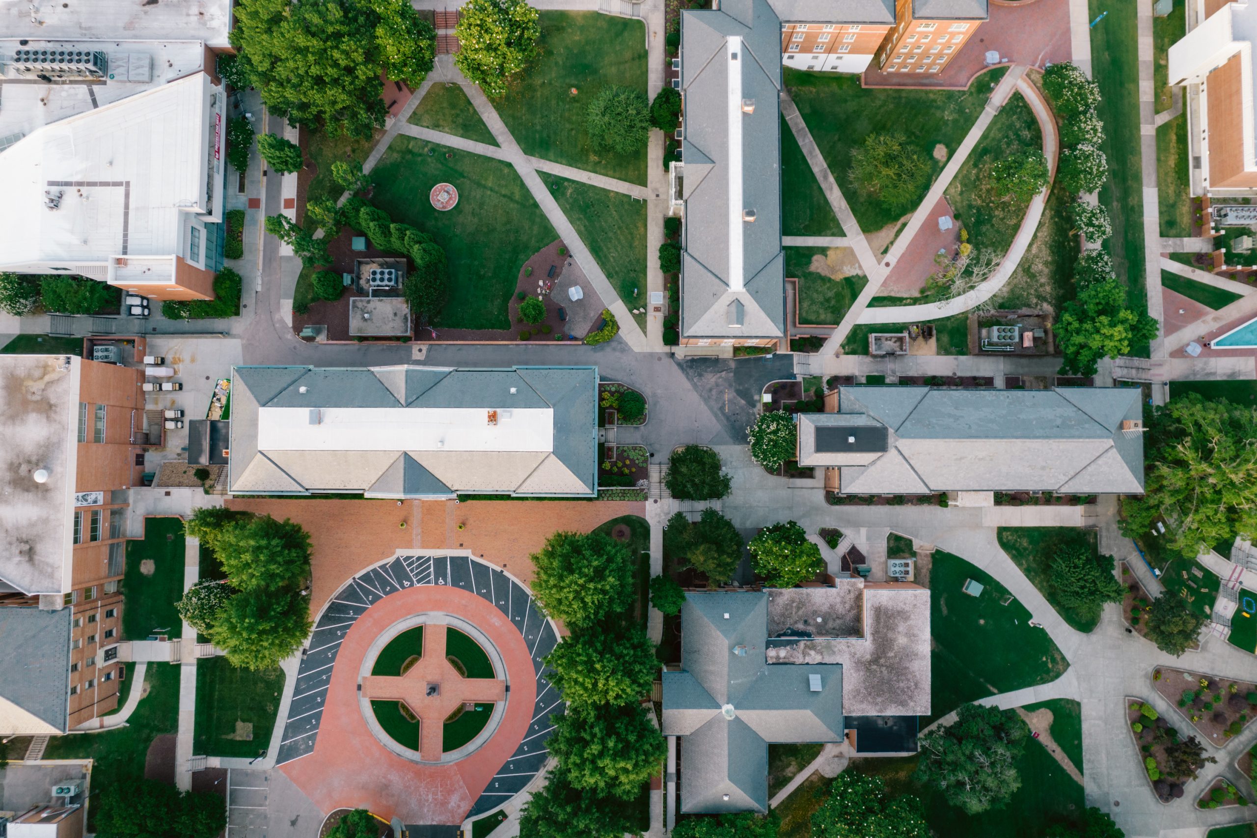 Aerial over North Carolina Central University in the Spring