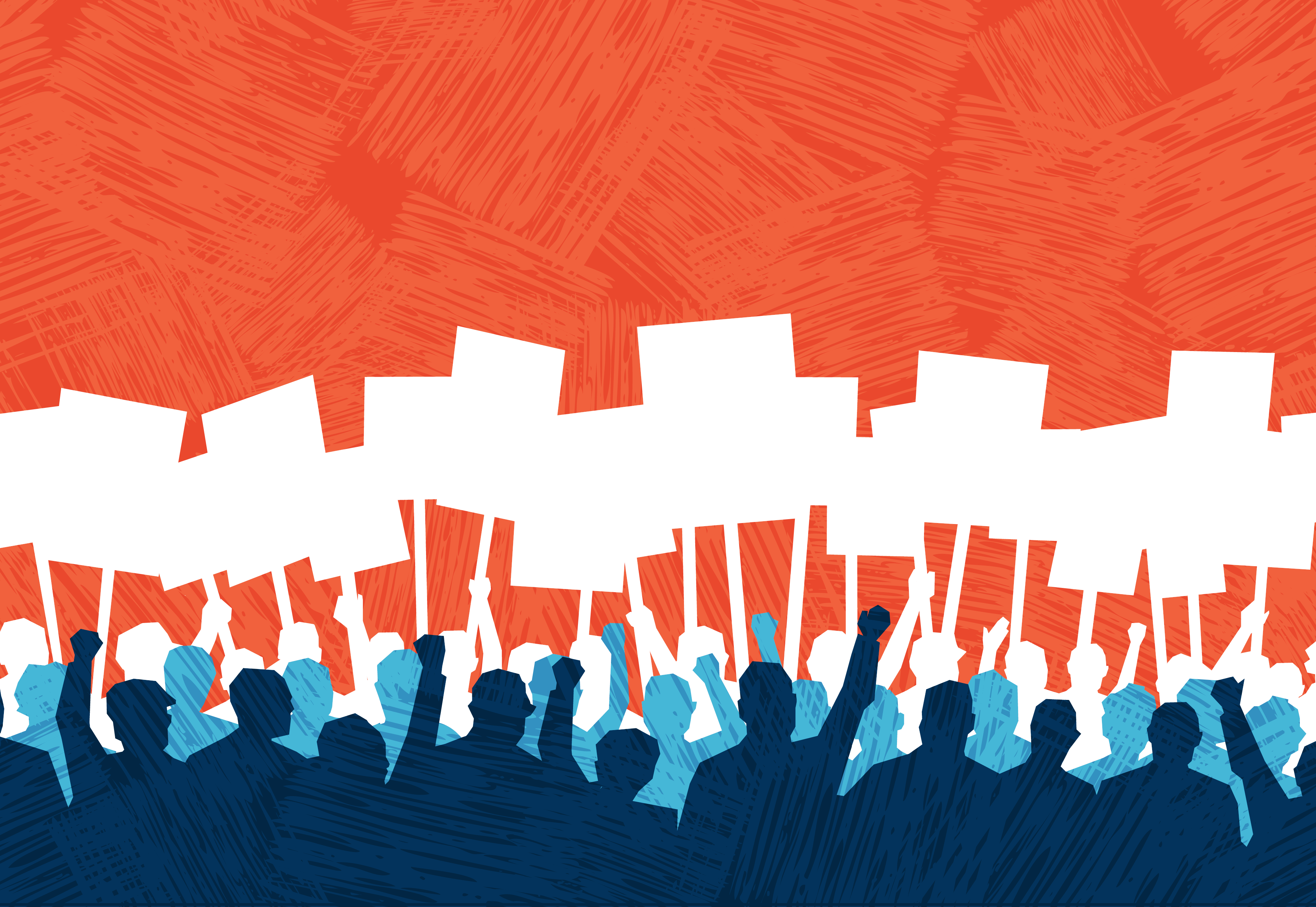 An abstract illustration of people striking.