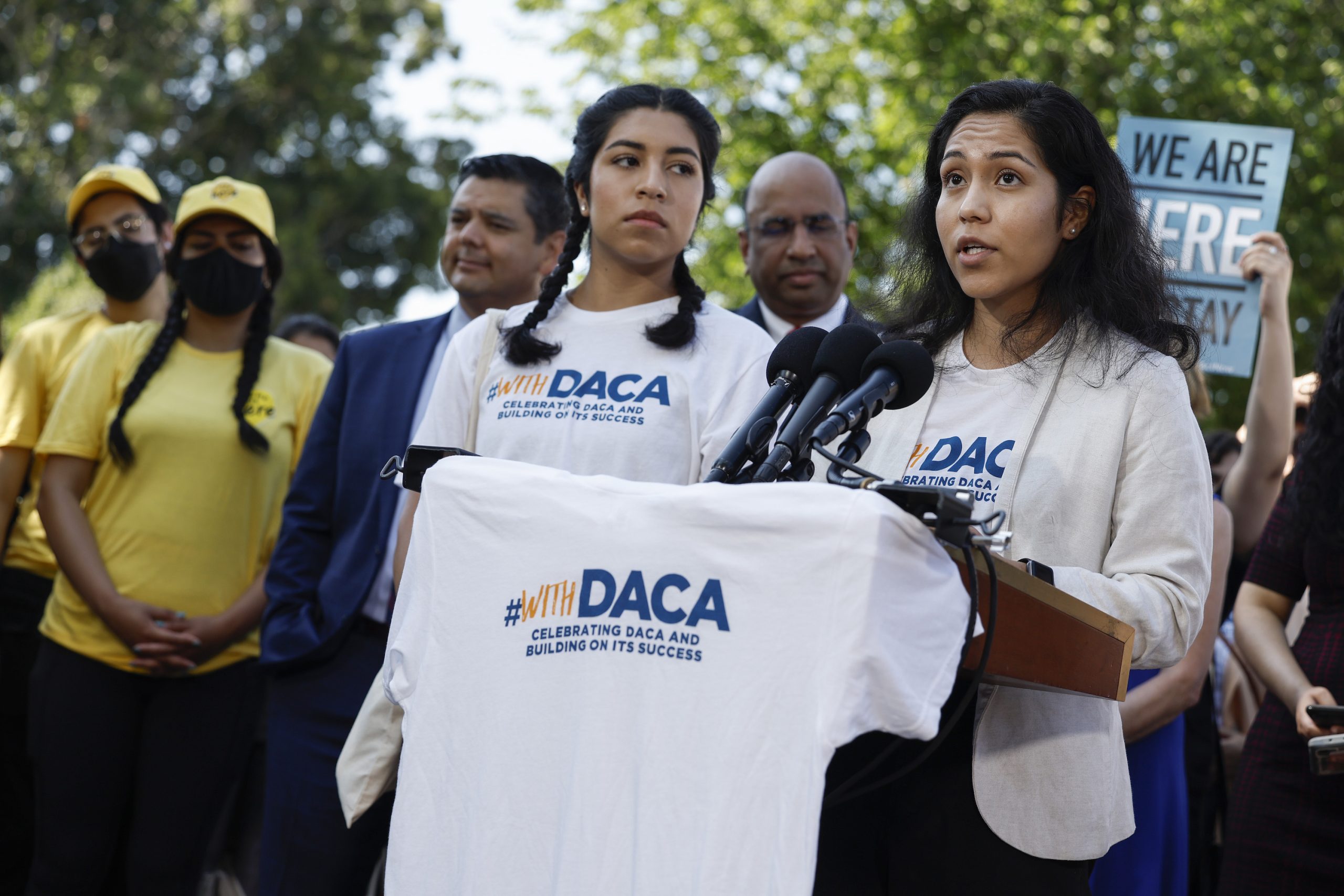 WASHINGTON, DC - JUNE 15: Indira Islas, an activist with Dreamer & TheDream.US speaks at a news conference to mark the 10th anniversary of the 