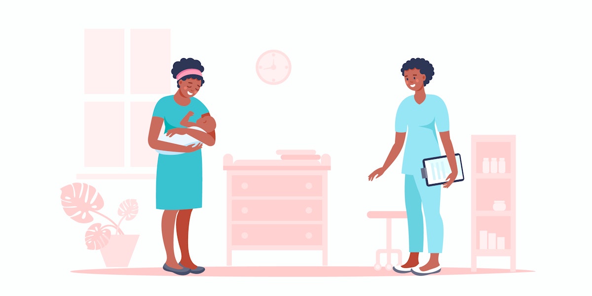 A Black pregnant woman visiting the doctor for examination.