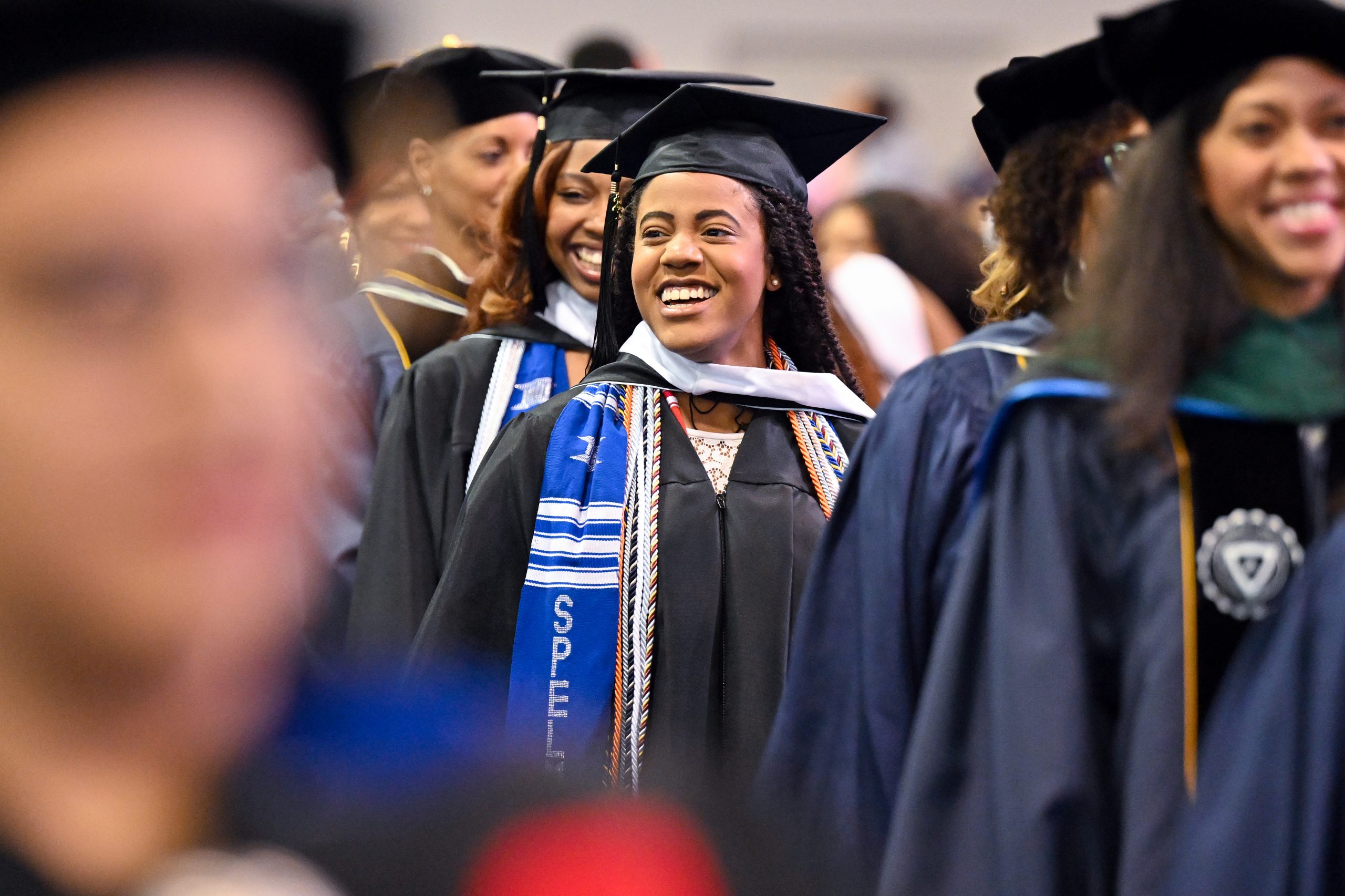 COLLEGE PARK, GEORGIA - MAY 21: A Spelman graduate arrives at 2023 136th Spelman College Commencement Ceremony at Georgia International Convention Center on May 21, 2023 in College Park, Georgia. (Photo by Paras Griffin/Getty Images)