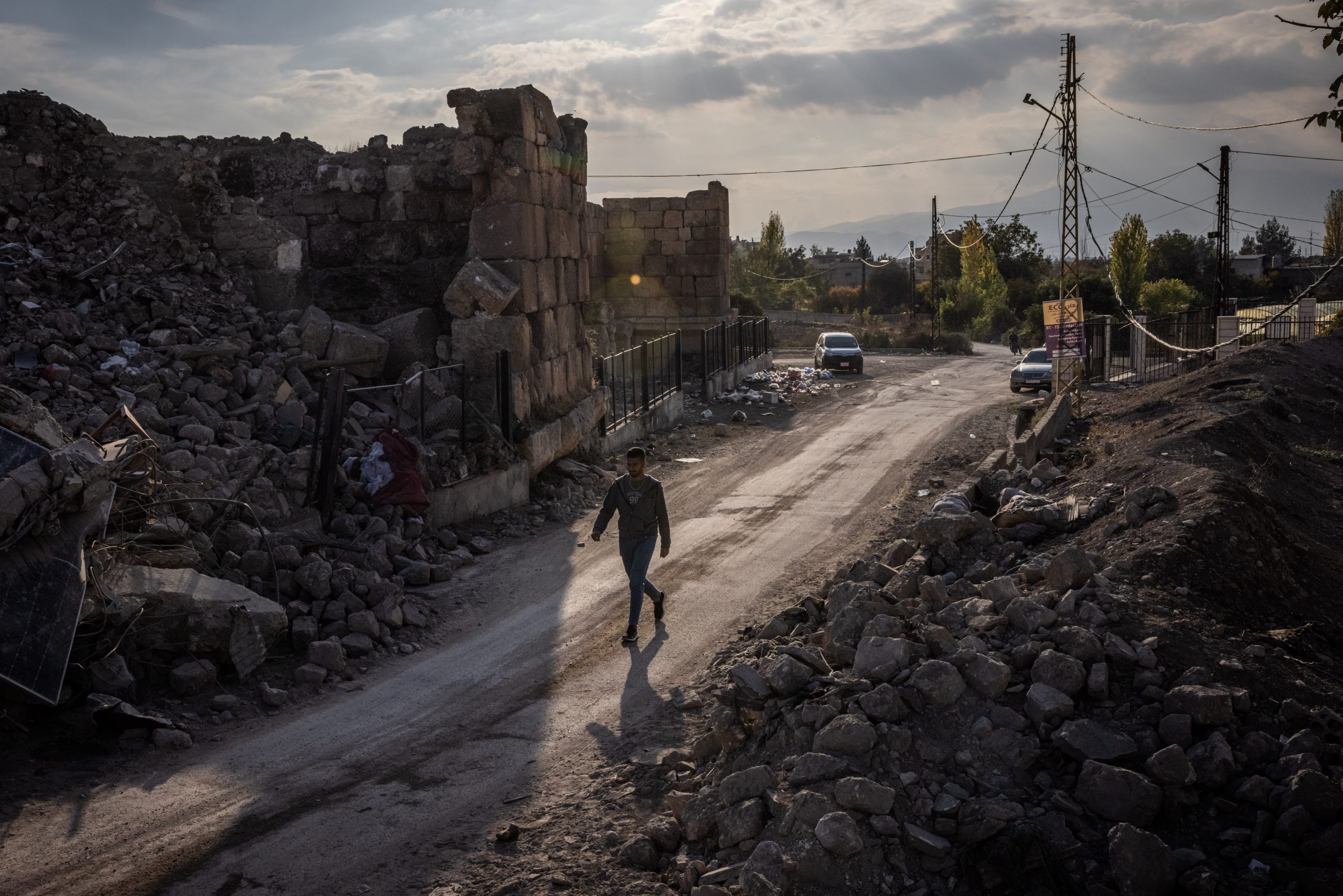 aBAALBEK, LEBANON - NOVEMBER 4: People drive past damage to the ancient western gate of Baalbek Citadel and the Gouraud Barracks area of the city that was damaged in the past week by Israeli airstrikes on November 4, 2024 in Baalbek, Lebanon. Israel has increasingly targeted Lebanon's eastern city of Baalbek and the surrounding Bekaa valley, considered a bastion of Hezbollah support. Earlier this week, Israel ordered residents of Baalbek and neighboring towns to evacuate before a new wave of strikes. (Photo by Ed Ram/Getty Images)BAALBEK, LEBANON - NOVEMBER 4: <> on November 4, 2024 in Baalbek, Lebanon. Israel has increasingly targeted Lebanon's eastern city of Baalbek and the surrounding Bekaa valley, considered a bastion of Hezbollah support. Earlier this week, Israel ordered residents of Baalbek and neighboring towns to evacuate before a new wave of strikes. (Photo by Ed Ram/Getty Images)