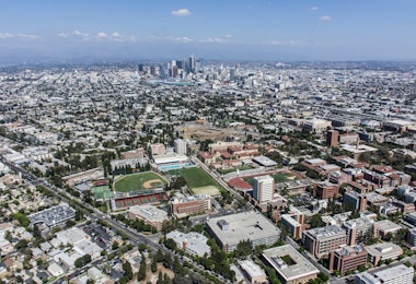 An aerial of the University of Southern California near downtown Los Angeles.
