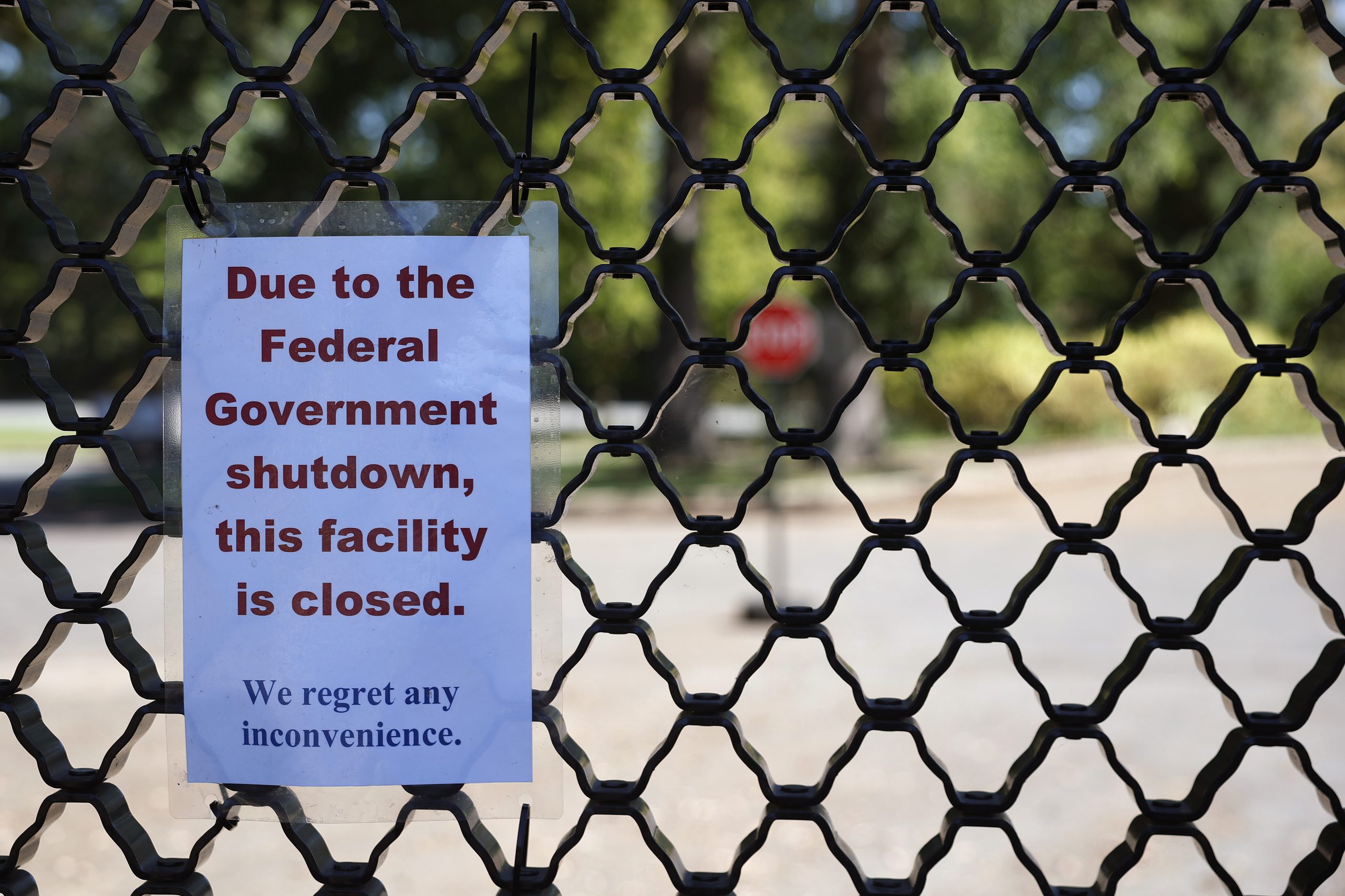 WASHINGTON, DC - OCTOBER 01: A sign on the entrance to the U.S. National Arboretum is seen as it is closed due to the federal government shut down on October 01, 2025 in Washington, DC. The government shut down early Wednesday after Congress failed to reach a funding deal. (Photo by Kevin Dietsch/Getty Images)